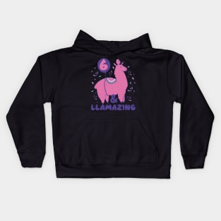 Llamazing 6th Birthday 6 Years Old Llama Girls Kids Gift design Kids Hoodie